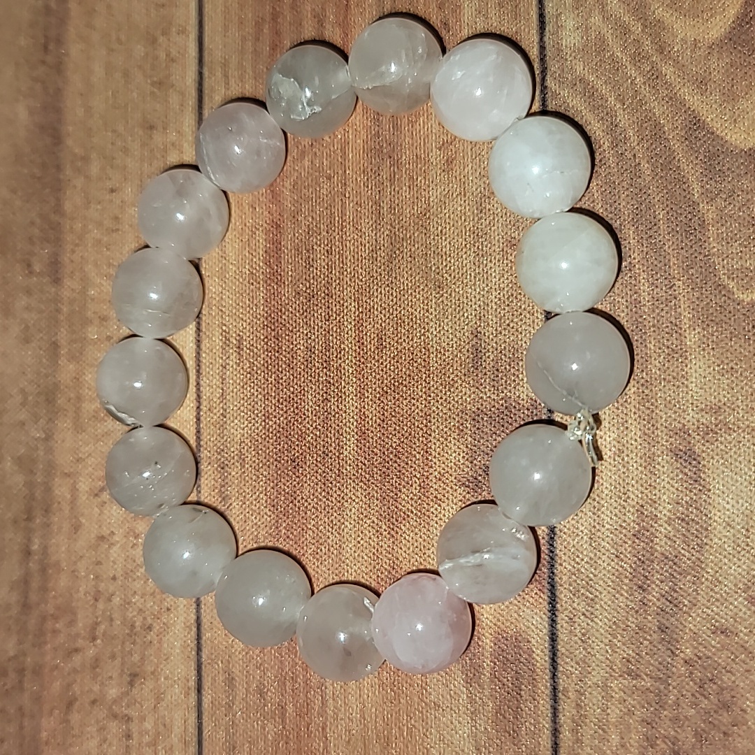 Handmade White And Light Pink Stretch Bracelet